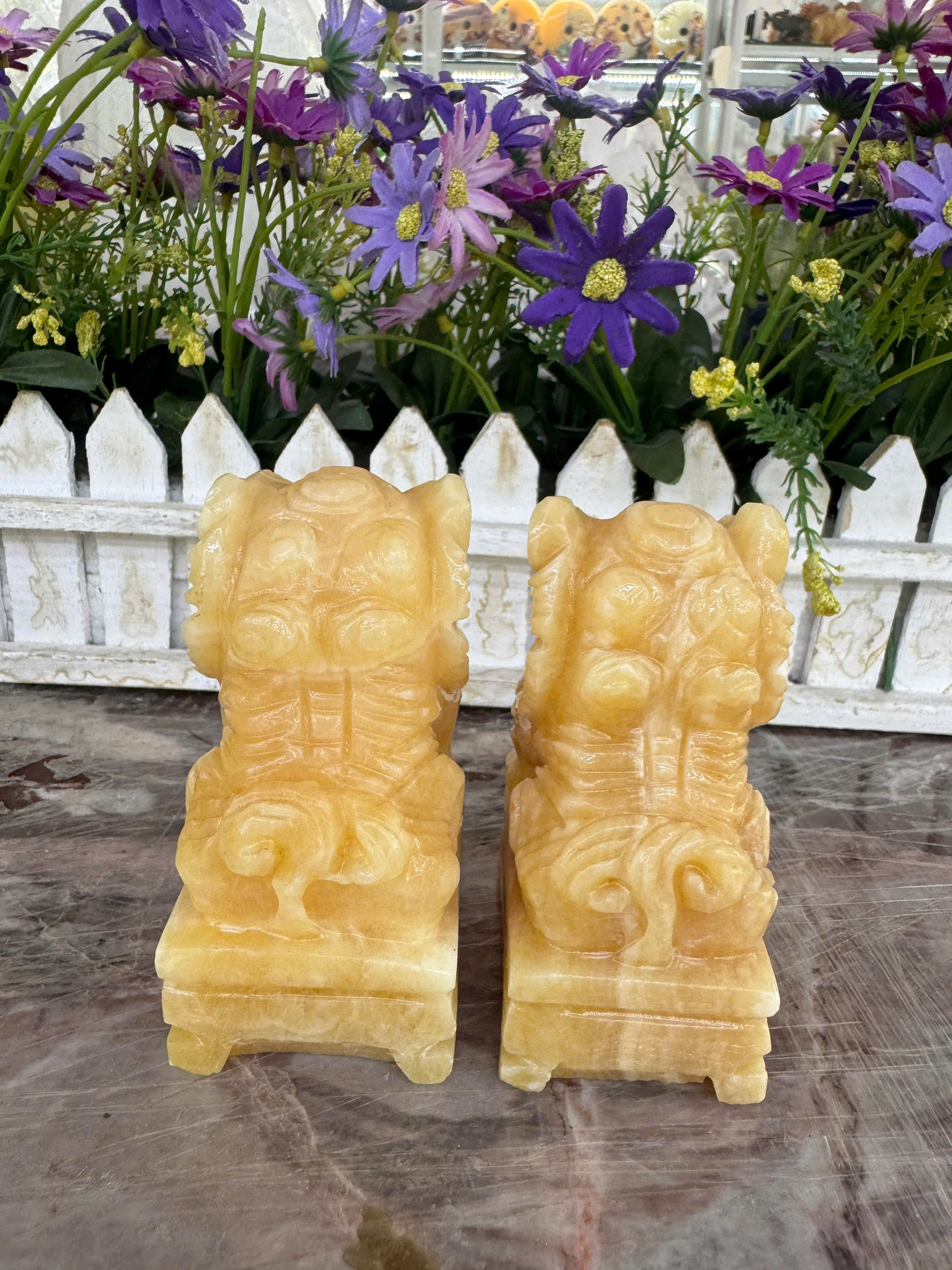 Cặp tượng Kỳ Lân phong thủy đá ngọc - Cao 10 cm