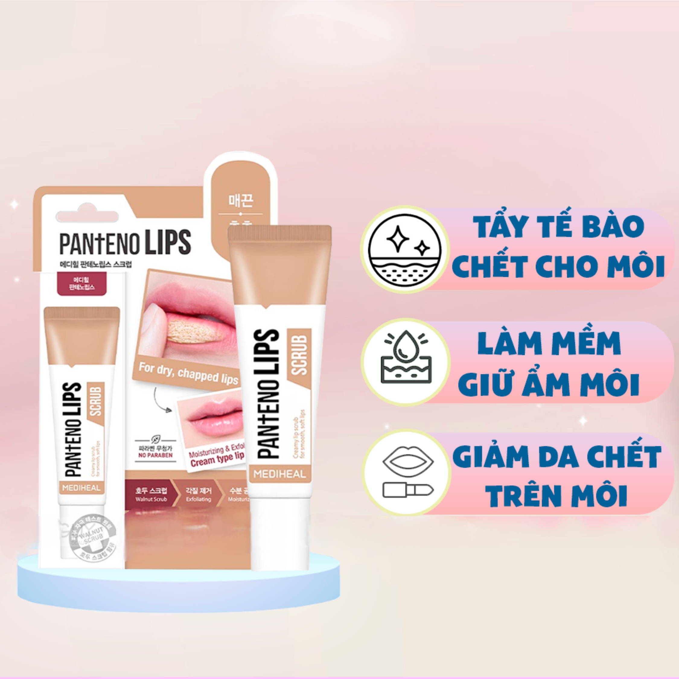 Tẩy Tế Bào Chết Môi Mediheal Son Dưỡng Tẩy Da Chết Pantenolips Scrub 10ml