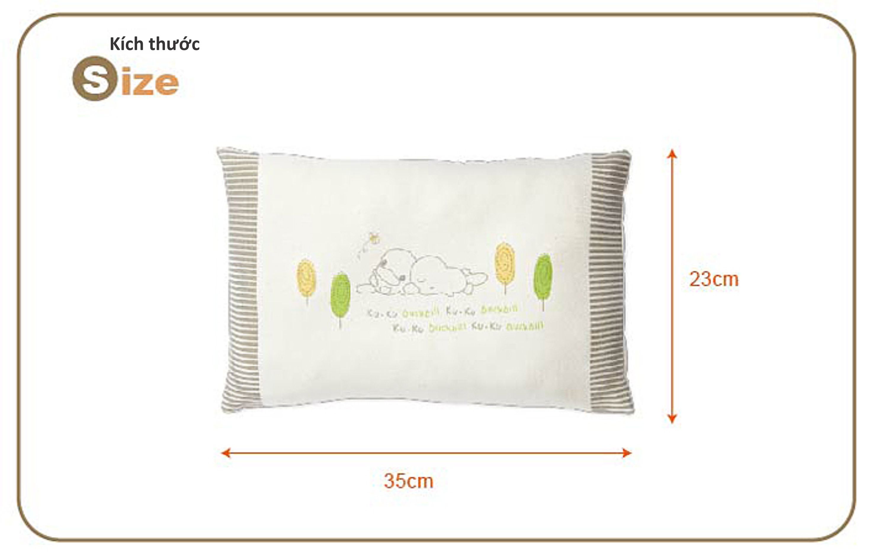GỐI NẰM CHO BÉ 6M+ BẰNG VẢI ORGANIC KUKU KU2053 - SIZE 23x35 cm