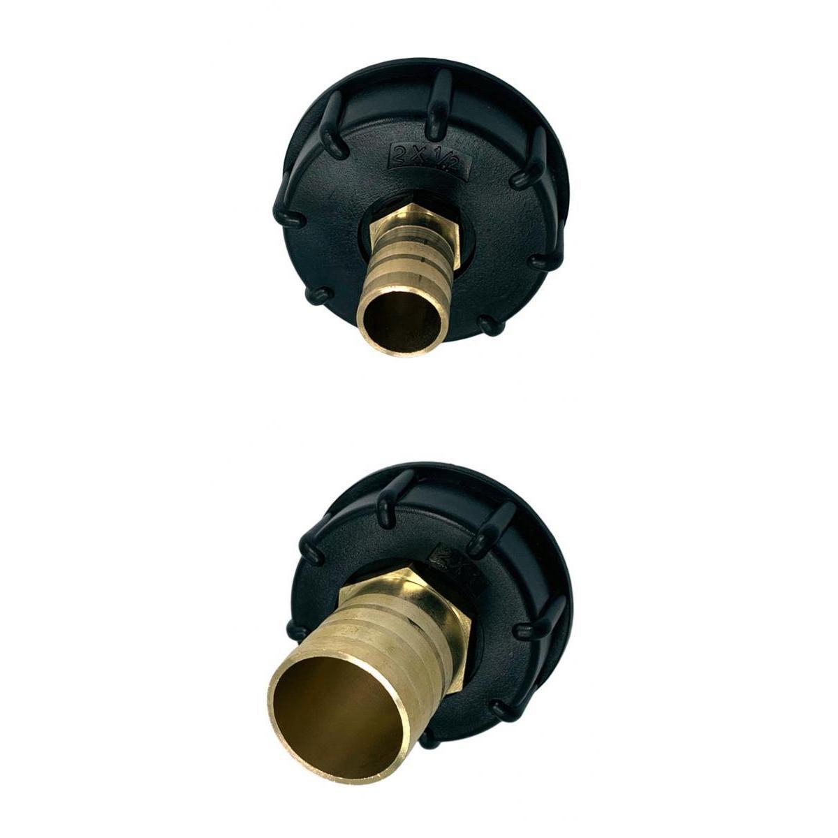 2 Pieces IBC 1000L Water Tank Connector 1/2'' 1'' Brass Hose Adapter DN25 DN15