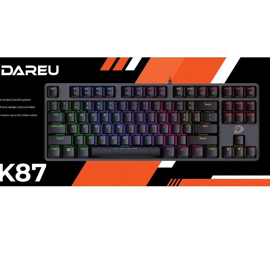 Bàn phím cơ DAREU EK87 PINK / WHITE / black Gaming - Hàng chính hãng