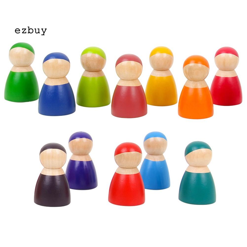 Bộ 12 Búp Bê Cầu Vồng Bằng Gỗ