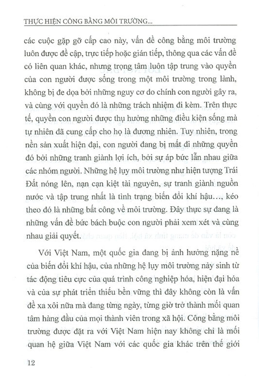 Thực Hiện Công Bằng Môi Trường Tại Việt Nam Hiện Nay - Một Số Vấn Đề Lý Luận Và Thực Tiễn (Sách Chuyên Khảo)