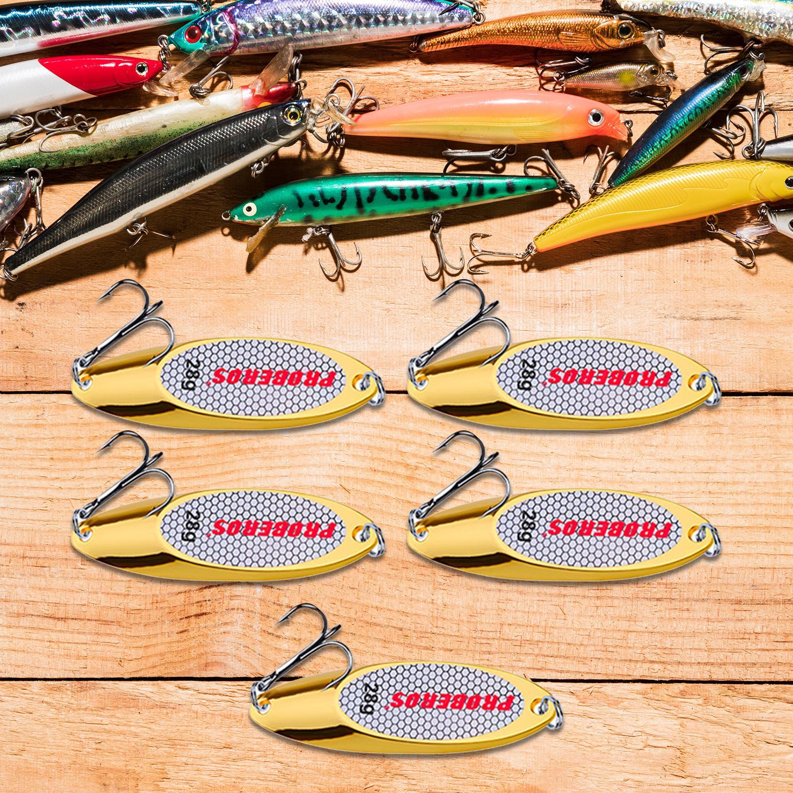 5 Pieces Fishing Spoons Lures Jigging Baits Hard with  Hooks Metal Casting Spoons Bass Baits and Lures for Trout Pike Fishing Equipment