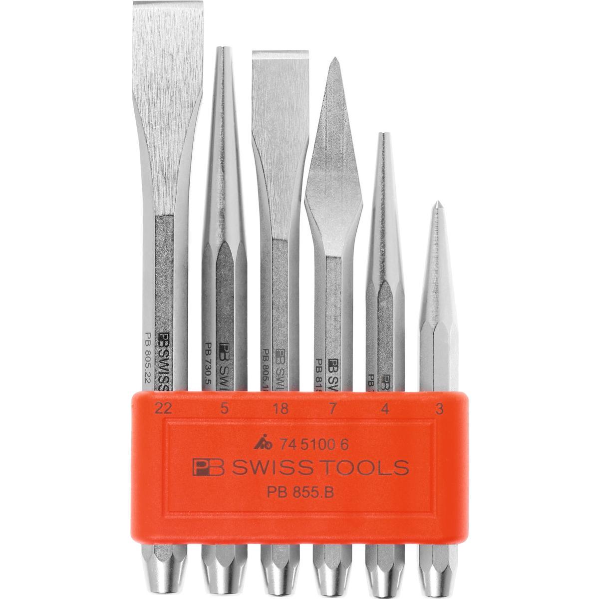 Bộ Đục Và Đột Dấu 6 Cây Pb Swiss Tools Pb 855.bl - Hàng Chính Hãng 100% từ Thụy Sĩ