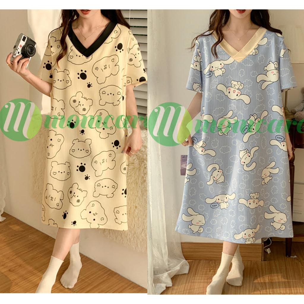 Váy ngủ bầu đẹp - Đầm mặc nhà Bigsize thời trang mùa hè thu cho bầu, béo sau sinh giá rẻ Freesize
