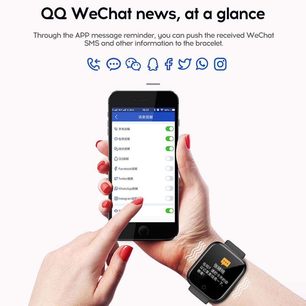 Màn hình màu Chống nước D20 Pro Vòng đeo tay thể dục thông minh Đo nhịp tim khi ngủ Đồng hồ đeo tay thể thao Y68 cho Android IOS Ứng dụng Fitpro Màu sắc: Bạc Đen