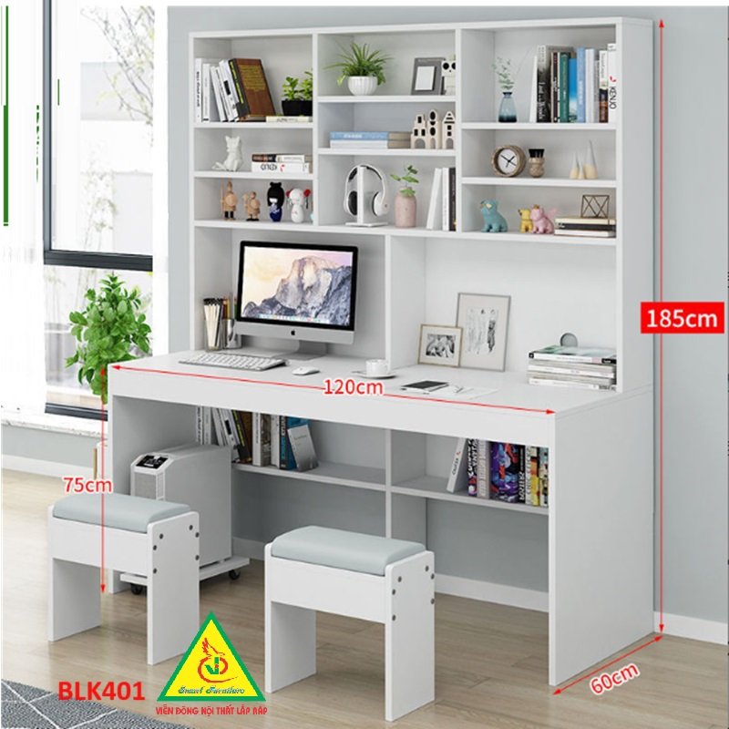 Bàn làm việc, bàn học  liền kệ gỗ MDF BLK401 - Nội thất lắp ráp Viễn Đông Adv