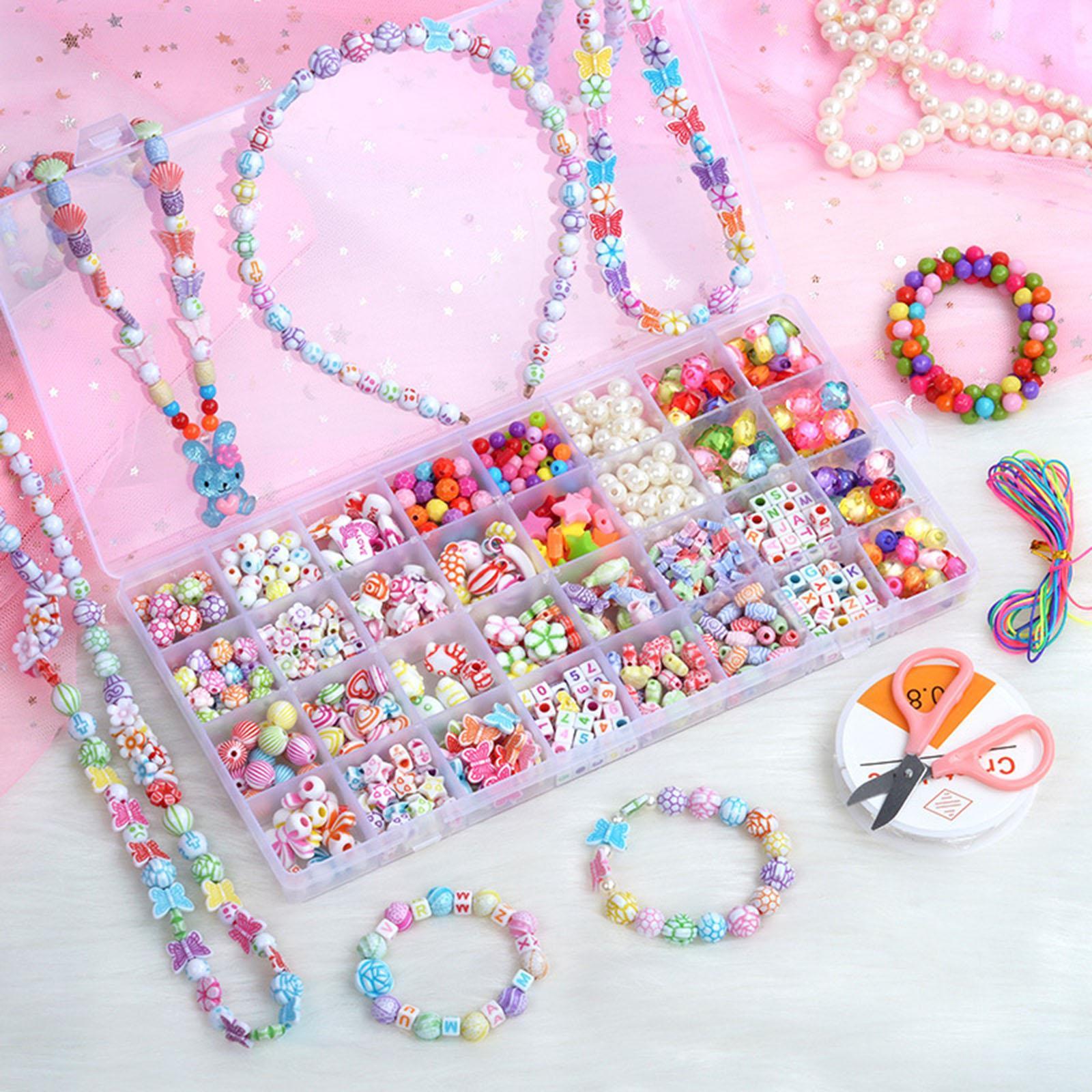Acrylic Seed Beads Kit, Colorful Beading Supplies Number Beads Mini Pony Beads Kit for Bracelet Beads DIY Jewelry Making Birthday Beading