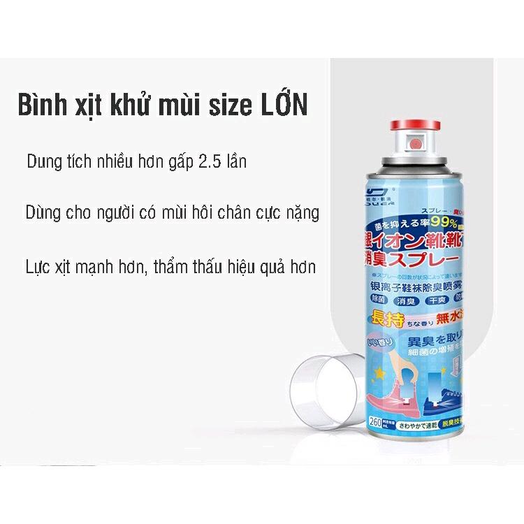 Bình Xịt Khử Mùi Hôi Giày Nhật Bản Hạn Chế MỒ HÔi CHÂN Kháng Khuẩn Mát Lạnh Hương Thơm Giữ Cực Lâu Dài