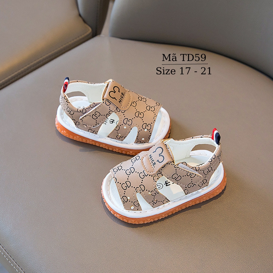 Giày sandal bé trai mùa hè đế cao su mềm chống trơn trượt cho trẻ sơ sinh tập đi trẻ em 0 1 2 tuổi có tiếng còi chíp chíp TD59