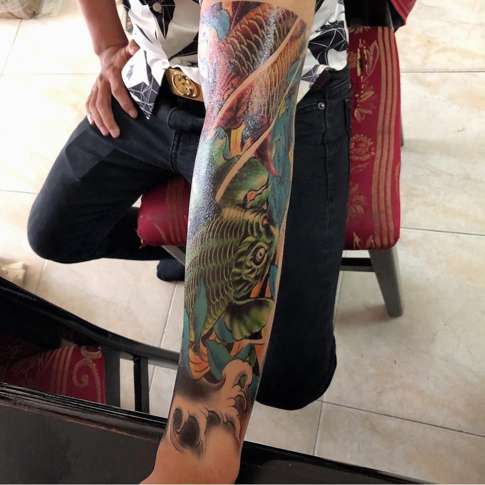 Hình xăm dán song ngư màu 17x48cm- tặng bắp tay xinh khi mua từ 3 tấm