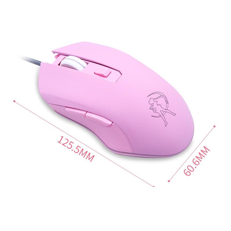 Hồng Chuột Máy Tính Nhiều Màu Sắc Backlit Chuột Quang Có Dây Thời Trang Thủy Thủ Mặt Trăng Chuột Cô Gái Nữ Silent Chuột 2400DPI