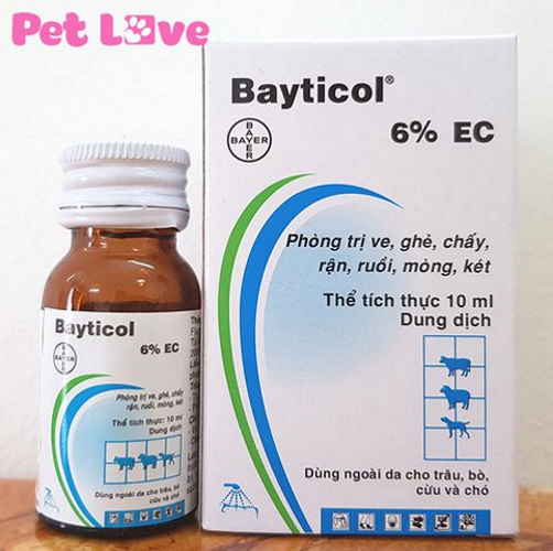 Thuốc Pha Tắm Hoặc Phun Xịt Trị Ghẻ, Ve Rận Trên Chó Bayticol