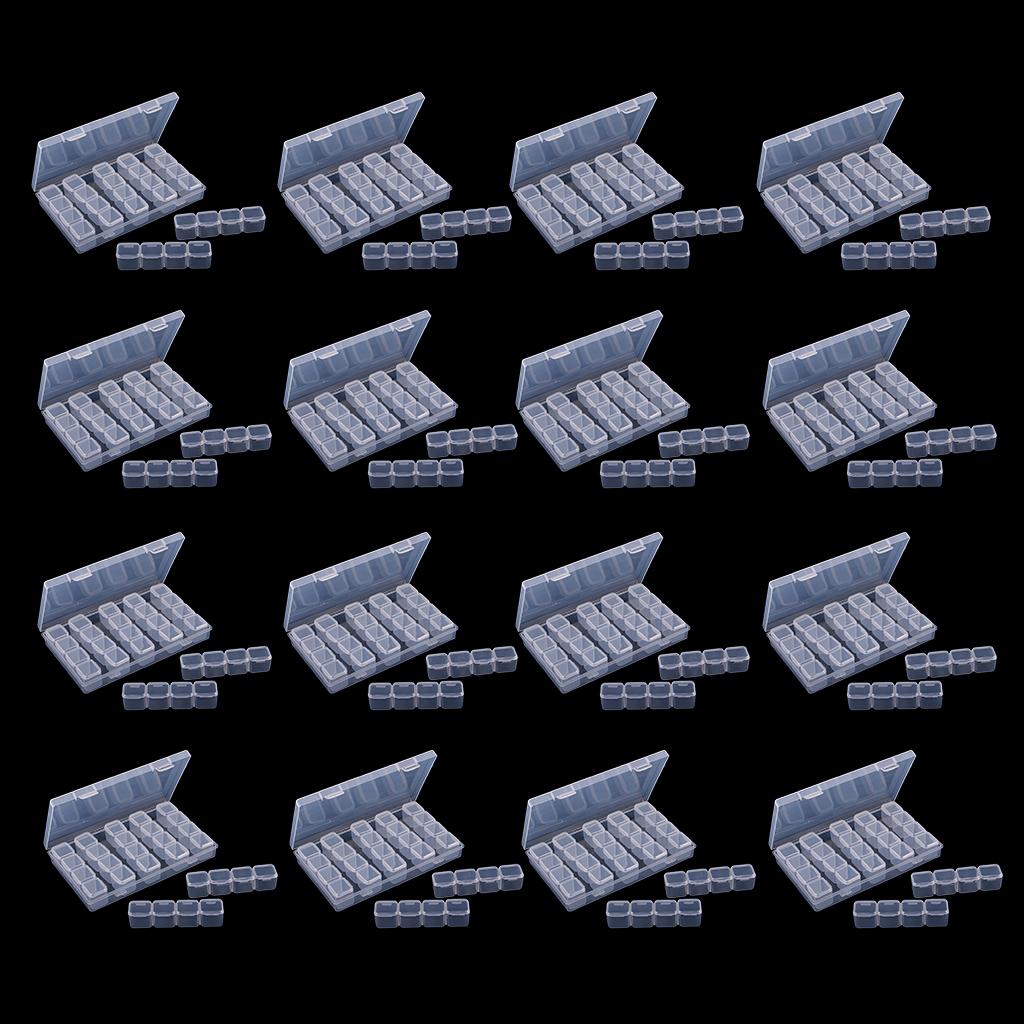 16x 28Grid Clear Beads Box Small Items Container For Makeup Organizer