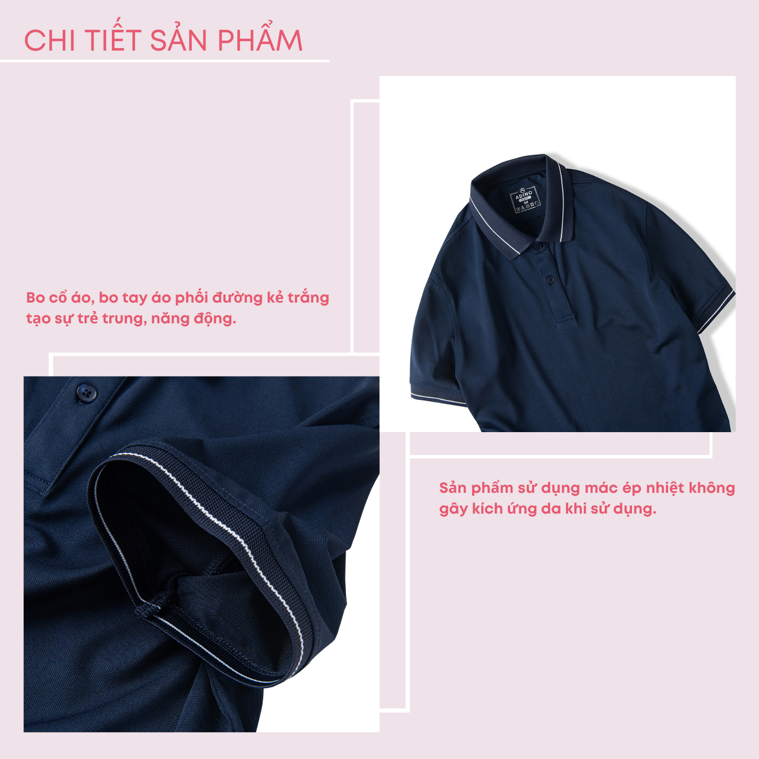 Áo polo nữ màu xanh đen phối viền ADINO vải polyester cotton không bai xù dáng slimfit công sở hơi ôm trẻ trung APN04