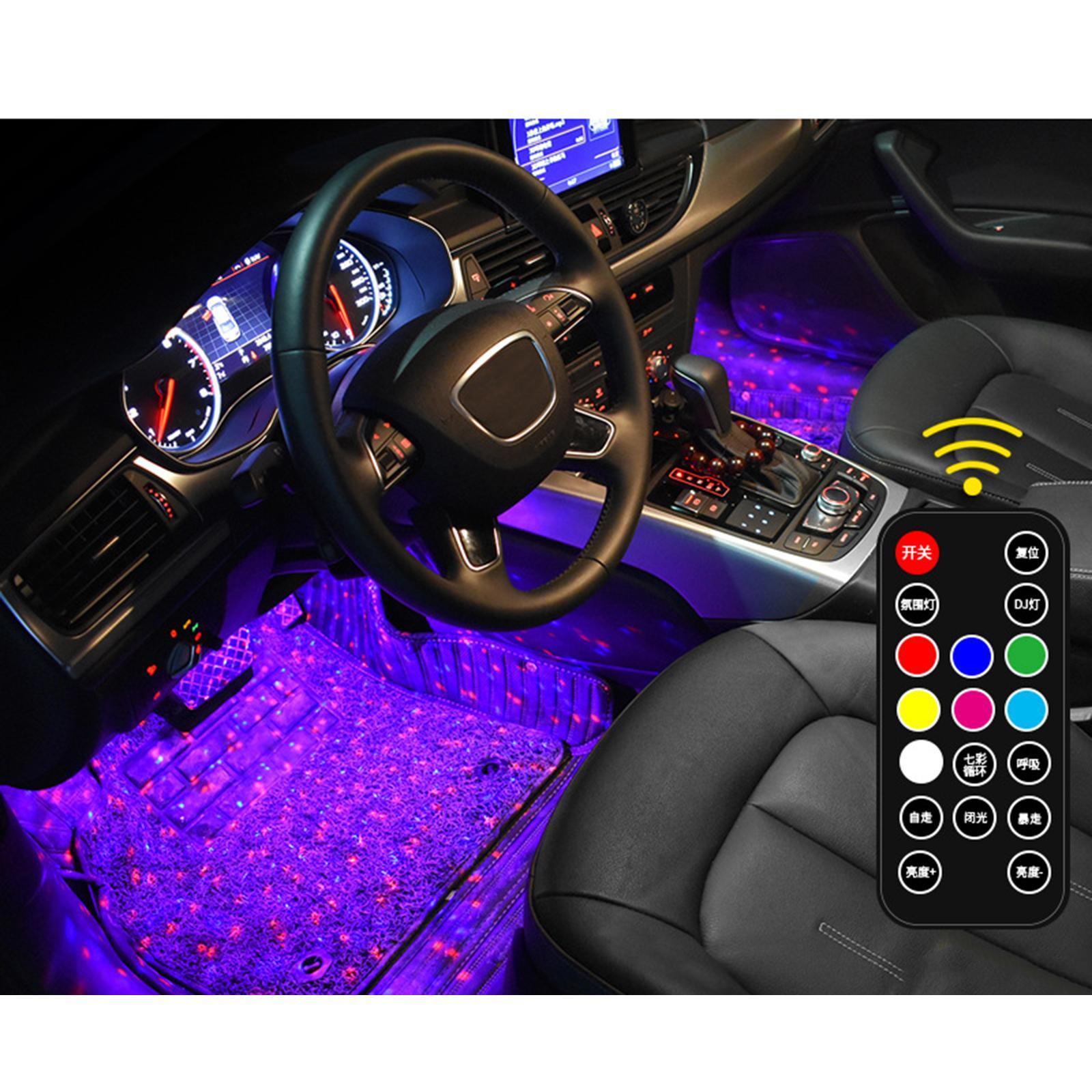 Car Interior Lights 2pcs LED USB 7 Colors RGB Atmosphere Lights Set