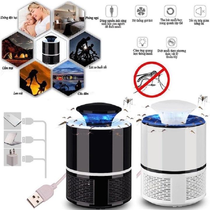 Đèn bắt muỗi diệt côn trùng thông minh, máy hút muỗi hình trụ bóng đèn ngủ mini cắm usb