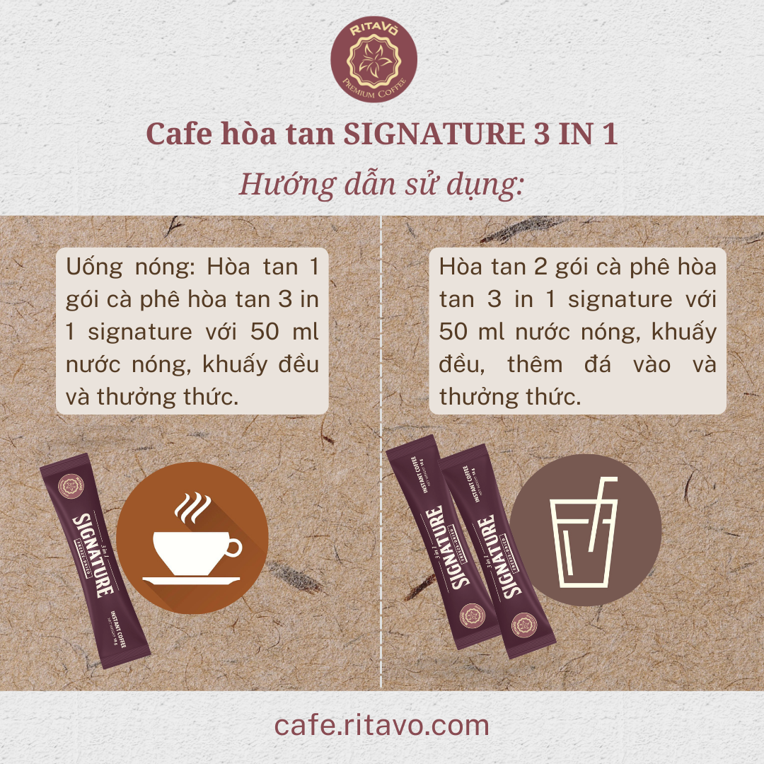 [GIẢM 25%] Cà phê hoà tan Rita Võ Cafe 3in1 signature [Hộp 216g x 12 gói]