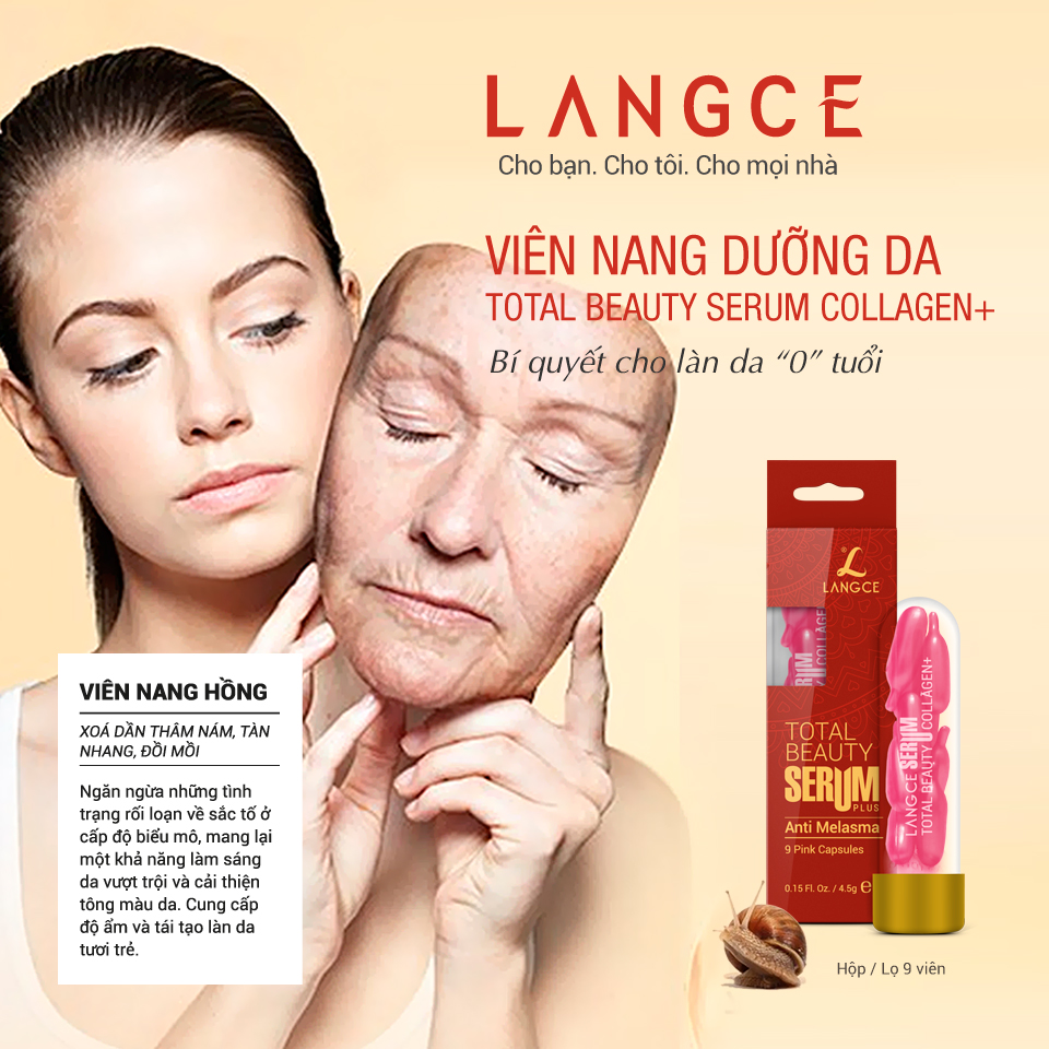 SERUM COLLAGEN+ ĐẸP DA VIÊN NANG HỒNG (9 VIÊN) LANGCE