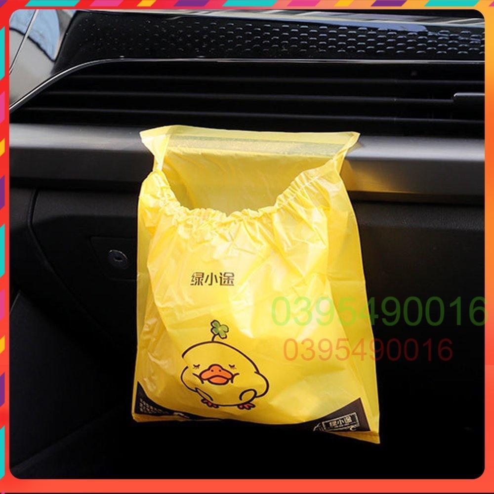 Bịch 60 túi đựng rác dán miệng VỊT VÀNG cho xe hơi văn phòng nhà bếp, túi nôn khi đi ô tô tàu xe tiện lợi