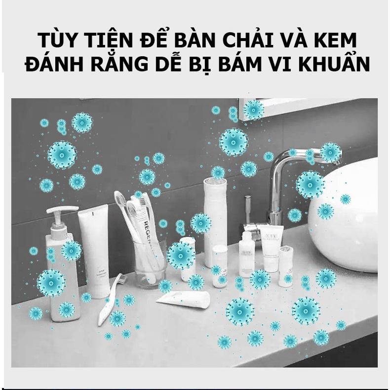 Giá treo bàn chải khử trùng bằng tia cực tím kèm bộ nhả kem đánh răng tiện lợi