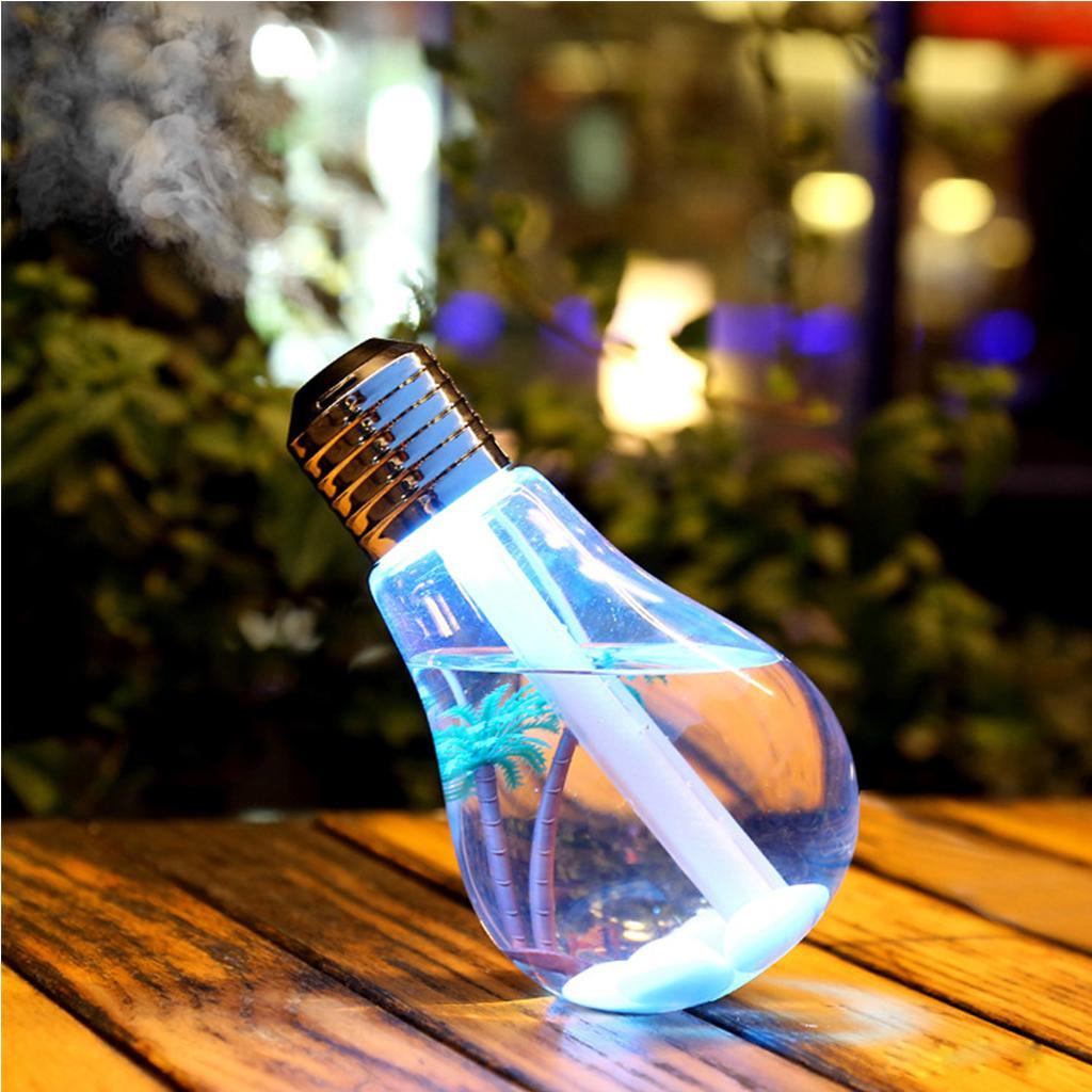 Portable 400ML LED Bulb Humidifier Colorful Light USB Diffuser Air Purifier