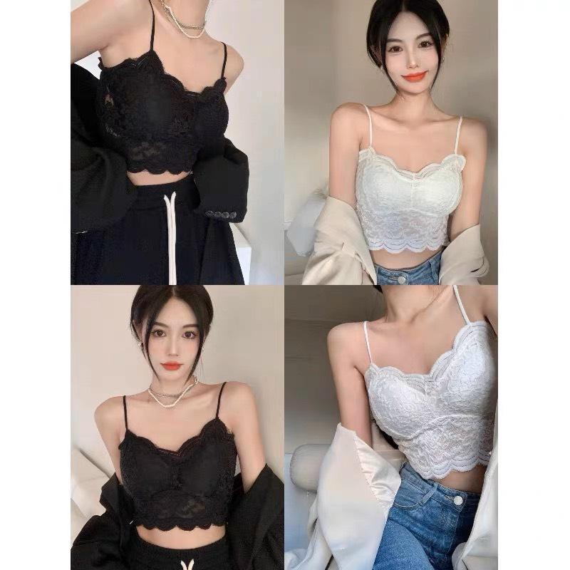 Áo kiểu bra 2 dây PINKSTORE29 chất ren thêu họa tiết, dáng ôm gợi cảm A5660