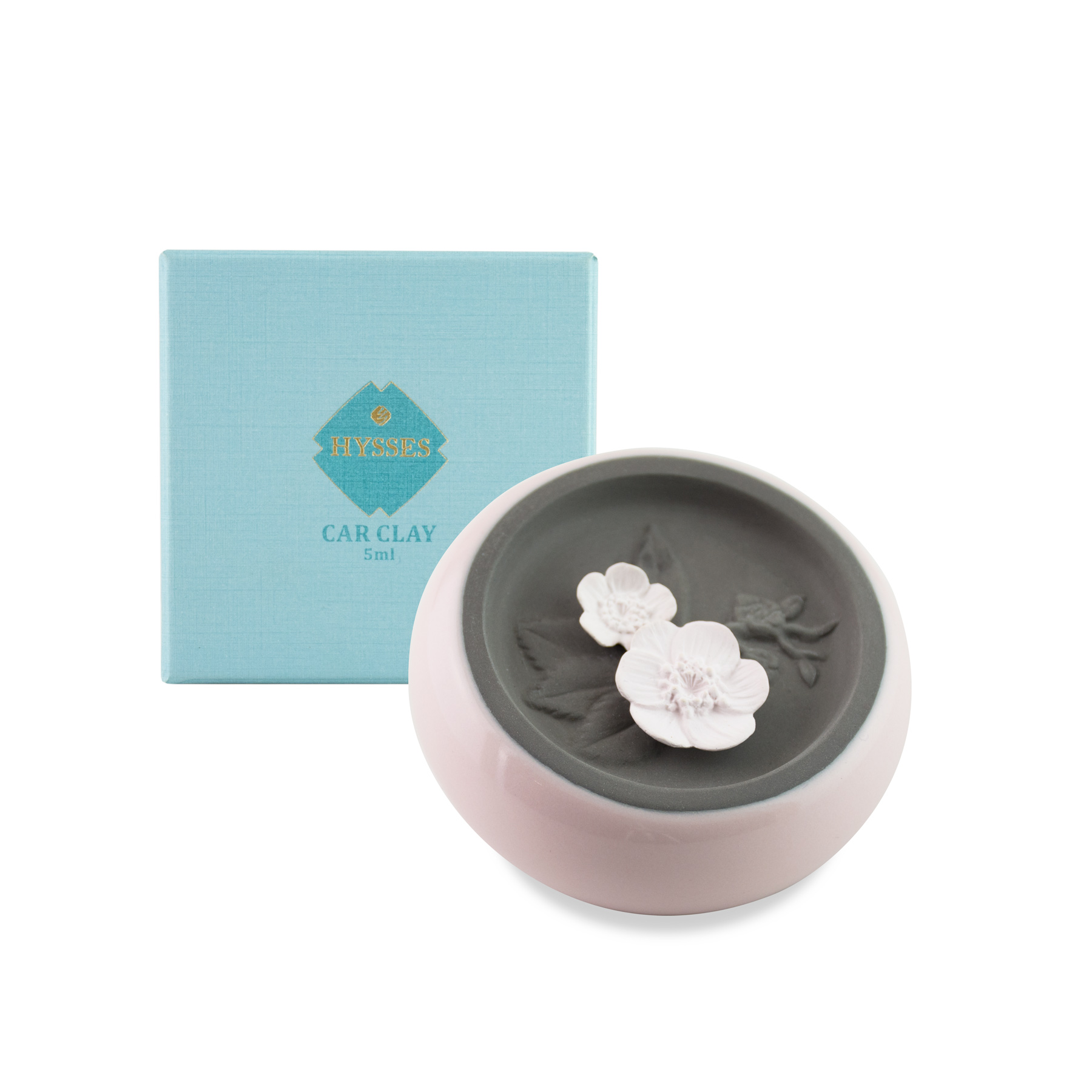 Đất Sét Khuếch Tán Tinh Dầu Cao Cấp Hysses Cherry Blossoms Clay Dùng Để Bàn Hoặc Xe, Có Đệm Chống Trượt Với Hương Cam Bergamot và Hoa Phong Lữ Hữu Cơ Tự Nhiên