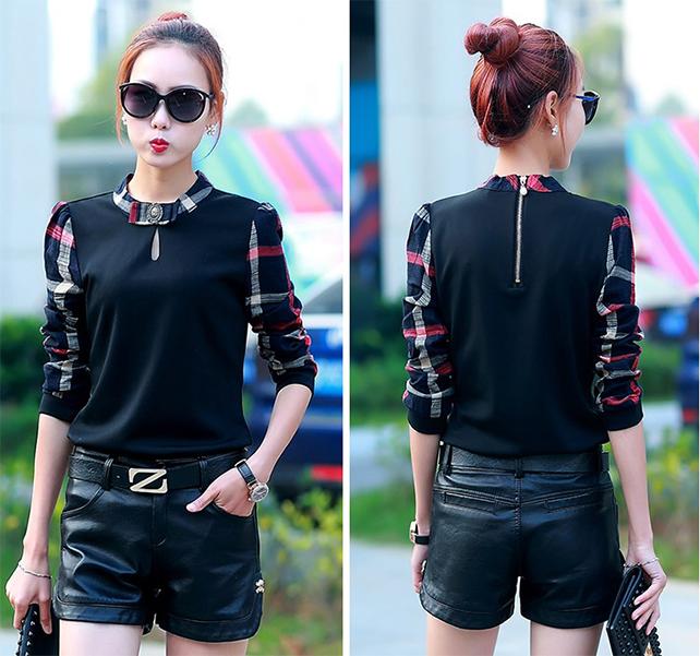 Áo nữ dài tay phối màu có khóa sau ale44th