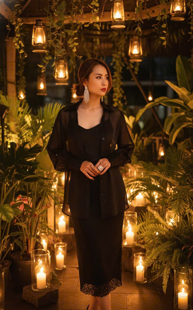 Áo Sơ Mi Tay Dài Xuyên Thấu Organza Huyền Sương Top152