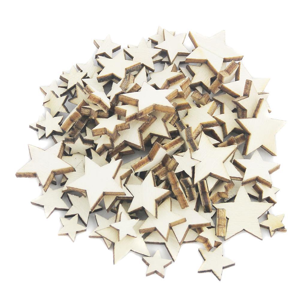 Unfinished Natural Star Christmas Shapes Wood Pieces DIY Craft for Scrapbook