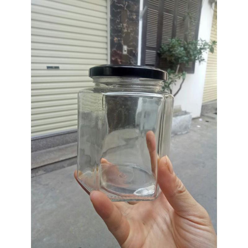 HŨ THỦY TINH LỤC GIÁC 500ML ĐỰNG THỰC PHẨM, MẬT ONG, TRÀ HOA