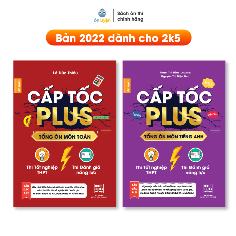 Sách-Combo 2 cuốn Cấp tốc Plus môn Toán, Anh (bản mới 2022) dùng ôn thi THPT, ĐGNL HN và HCM - Nhà sách Ôn luyện