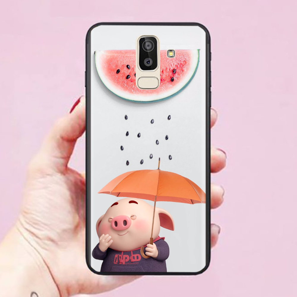 Ốp lưng dành cho điện thoại Samsung Galaxy J8 Hình Heo Hồng Cute