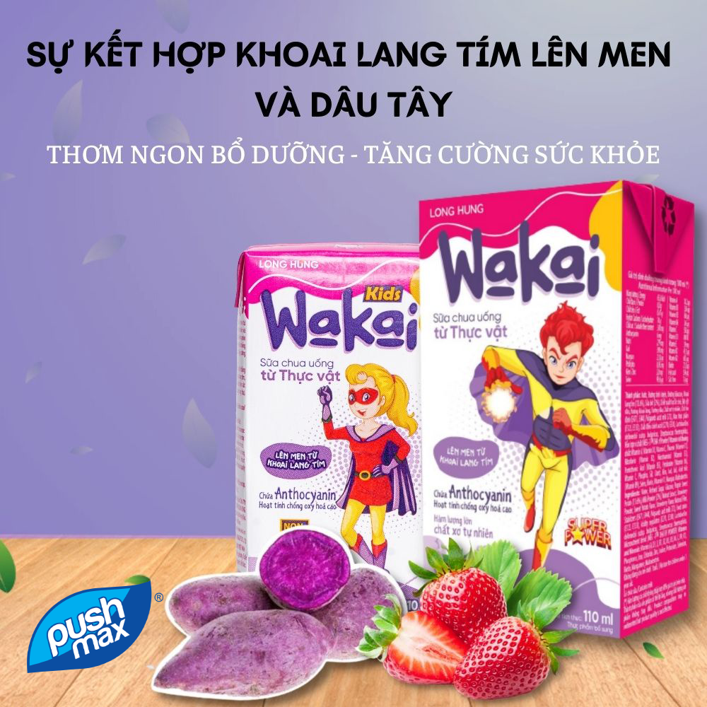 Lốc 4 Hộp Sữa Chua Uống Cho Bé Từ Thực Vật Wakai Kids (110ml x 4 hộp)