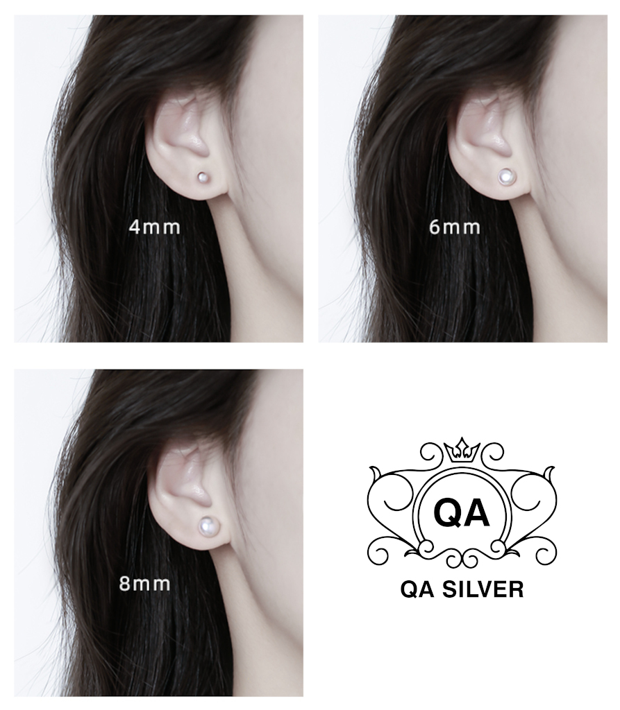 Bông tai bạc 925 ngọc trai nhân tạo khuyên nữ nụ trơn mini tròn tối giản S925 PEARL QA SILVER Earrings EA200801