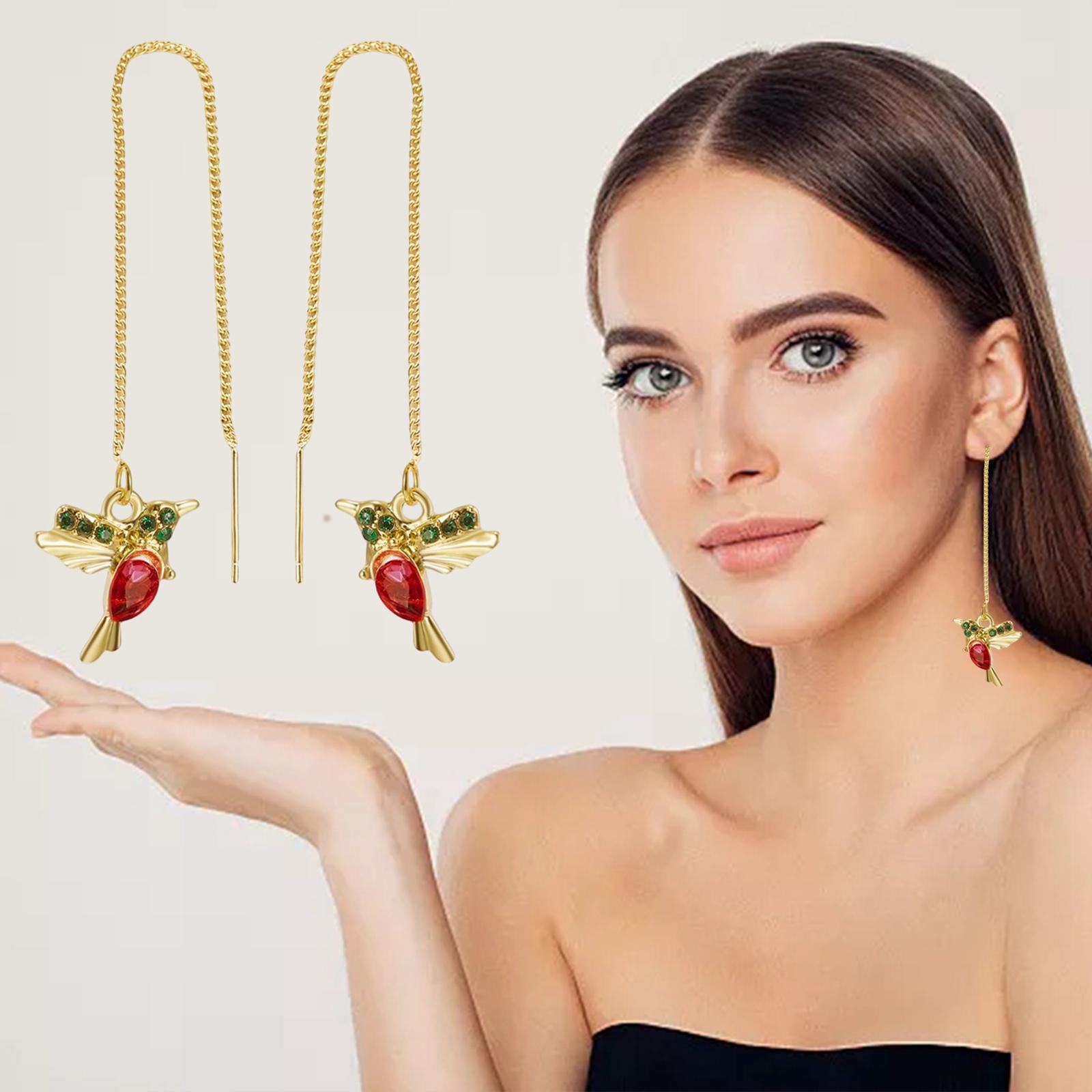 Stylish Earrings Stud Earring Long Pendant Earrings with Zircon Earrings for