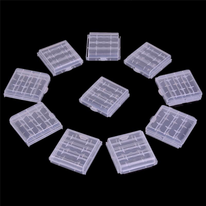 10 Chiếc Nhựa Cứng Pin Ốp Lưng Giá Đỡ Hộp Bảo Quản 4X AA Pin AAA Trắng
