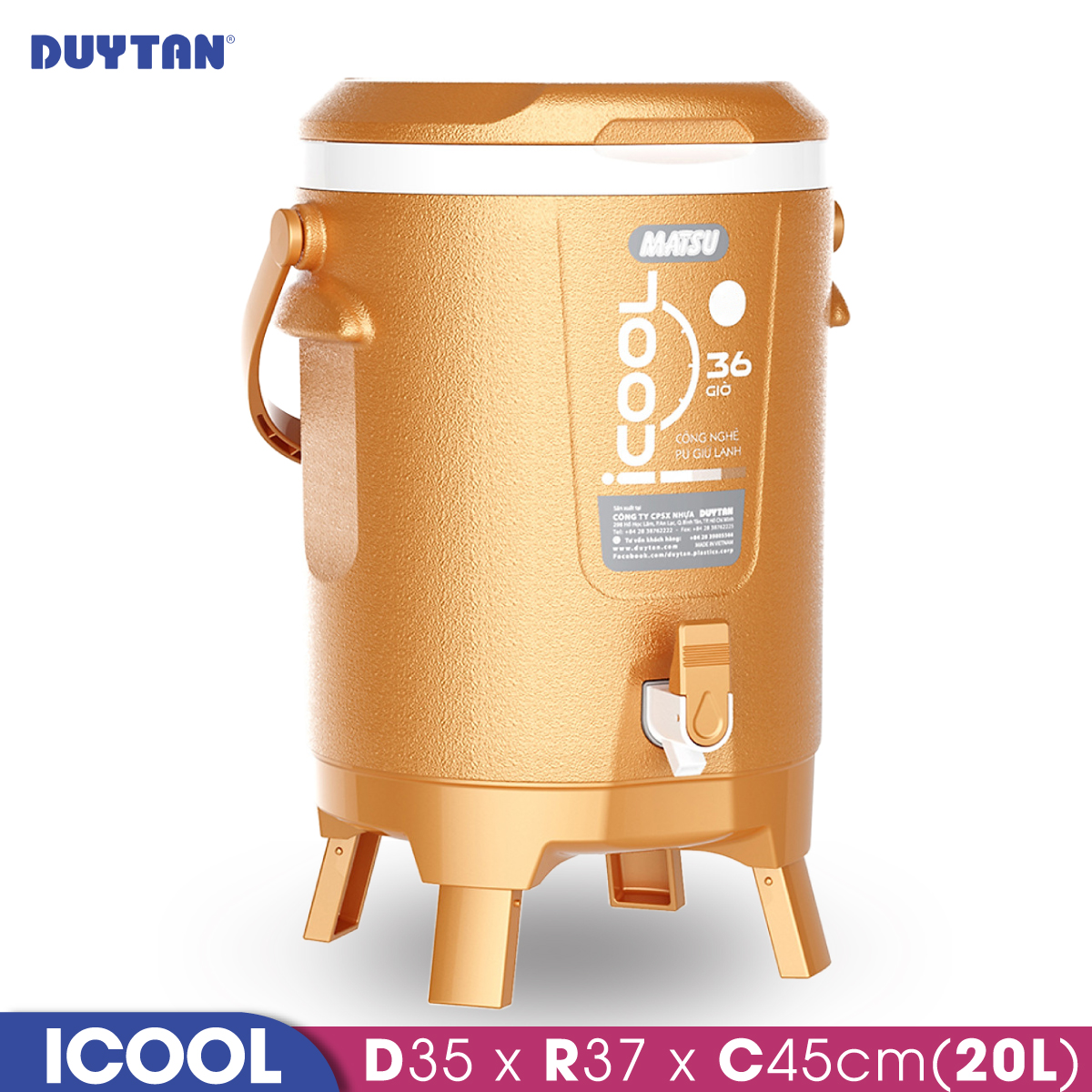 Bình đá giữ nhiệt nhựa Duy Tân Icool 20 lít - 05301 - Hàng chính hãng