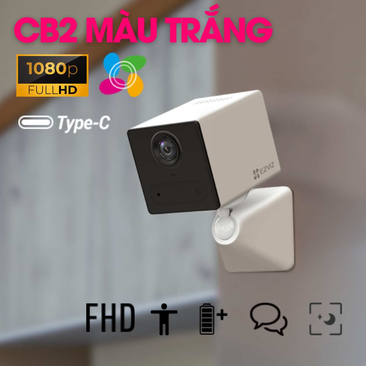 Camera dùng Pin sạc không dây Ezviz CB2 Mini đàm thoại 2 chiều- Hàng chính hãng