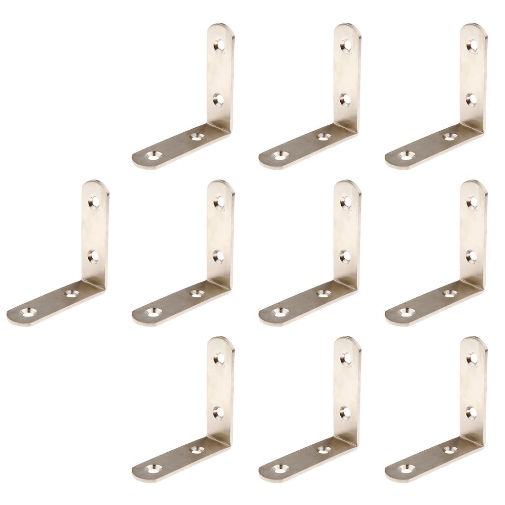10pcs Corner Brace L Bracket Corner Bracket , Right Angle Brace Brackets Fastener, Stainless Steel, 20/25/30/40/50/65/85/100/125mm