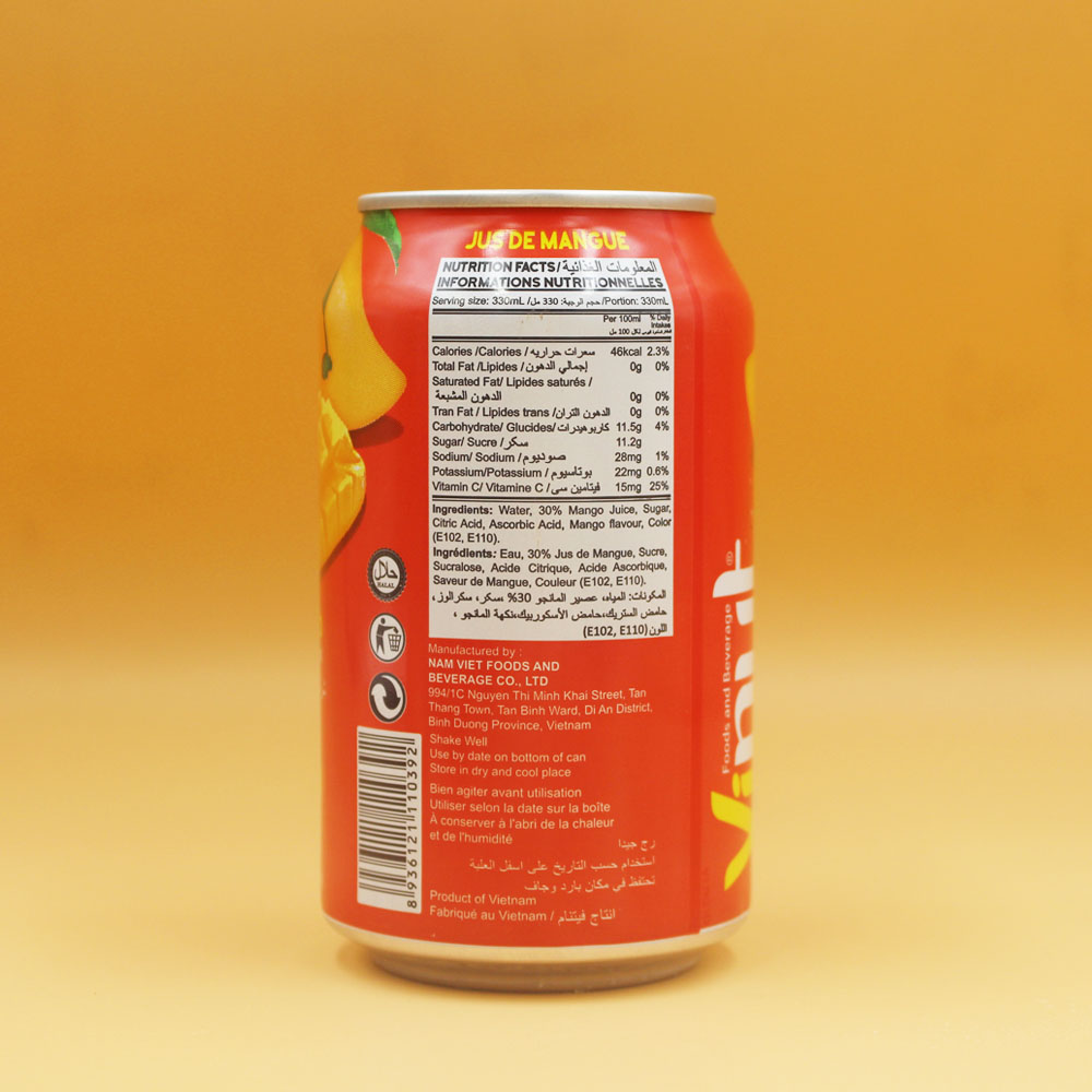 Khay 24 Lon Nước Ép Xoài Vinut 330ml