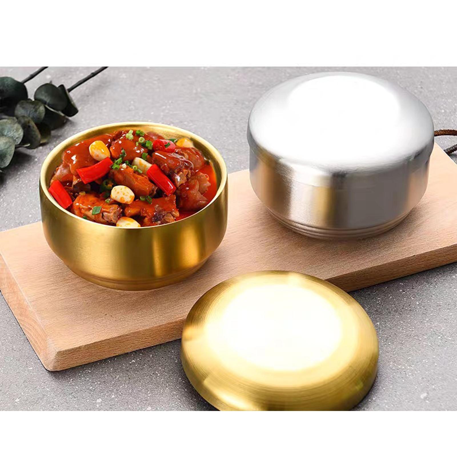 Metal Bowl with Lid 304 Stainless Steel Bowl for Salad Appetizer Cereal