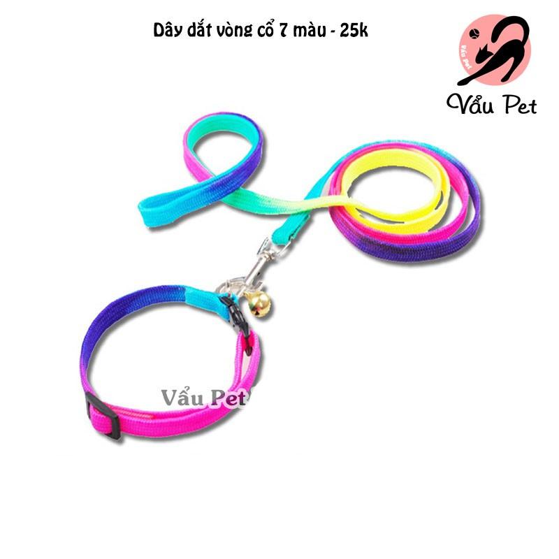 Dây dắt vòng cổ cầu vồng cho chó mèo - Xích cho thú cưng dưới 5kg - Lida Pet Shop