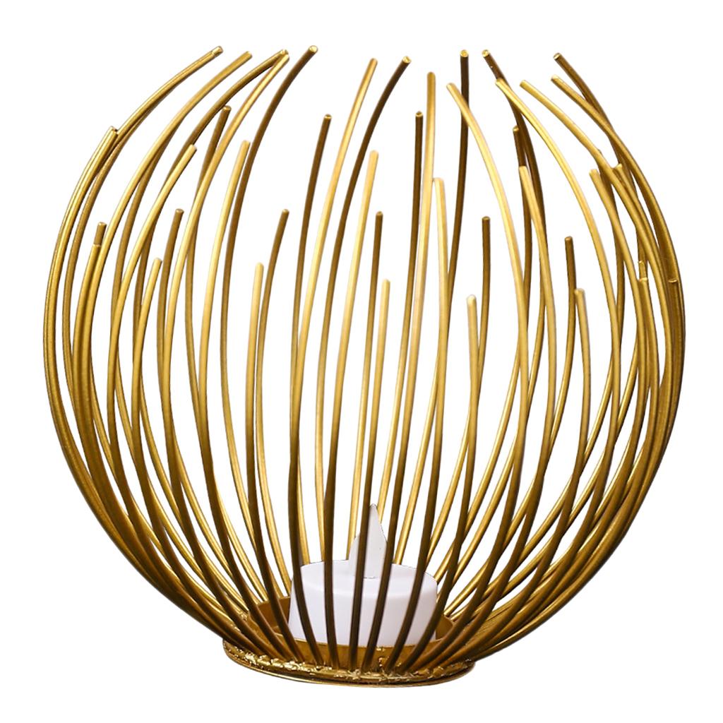 Nordic Style Geometric Wire Candle Holder Iron Bronze Candlestick Lantern