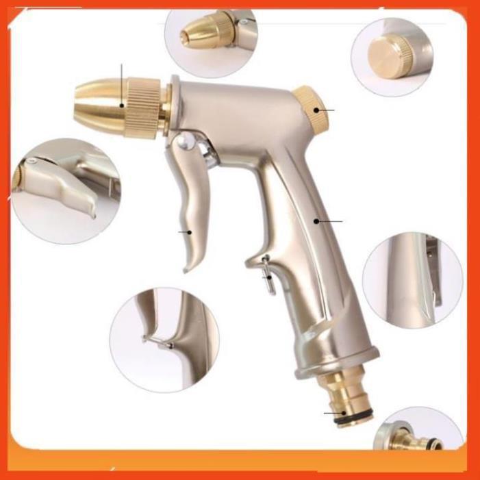 Bộ dây vòi xịt nước rửa xe, tưới cây . tăng áp 3 lần, loại 7m, 10m 206701-1 đầu đồng, cút, + tặng mở chai