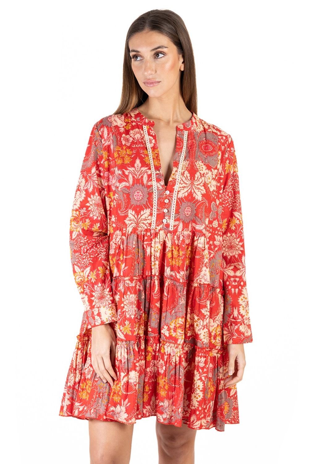 Đầm Boho Đỏ Cotton Isla Bonita