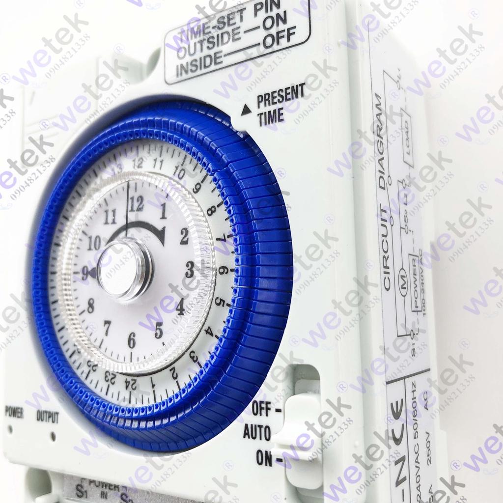 TB388 Timer 24 giờ 16A loại cơ, cài theo 15 phút, có pin tự sạc đi kèm, hàng công ty bảo hành