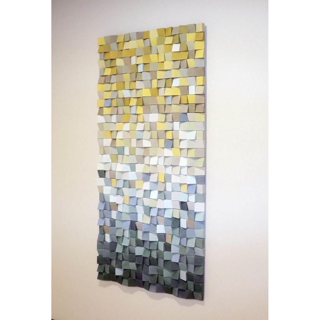 Tranh gỗ trang trí 3D XÁM VÀNG (Wood mosaic) - KÍCH THƯỚC 50cmx1m